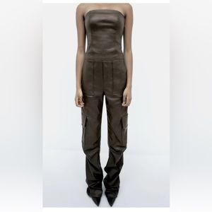 Faux leather jumpsuit